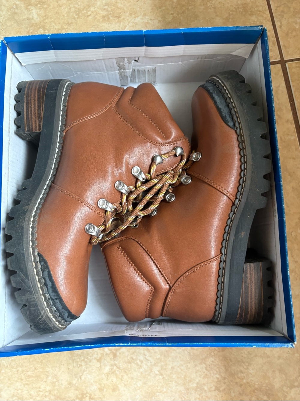 Womens Brown Lace-Up Hiking Booties